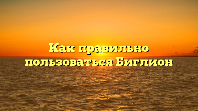 Как правильно пользоваться Биглион