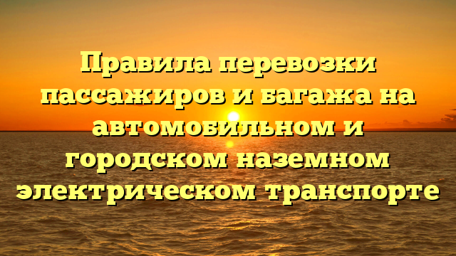 Правила перевозки пассажиров и багажа на автомобильном и городском наземном электрическом транспорте